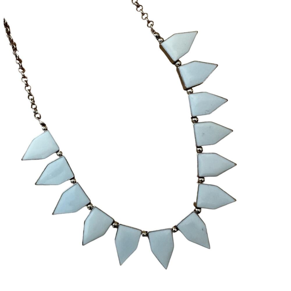 Vintage White Enamel Fringe Necklace